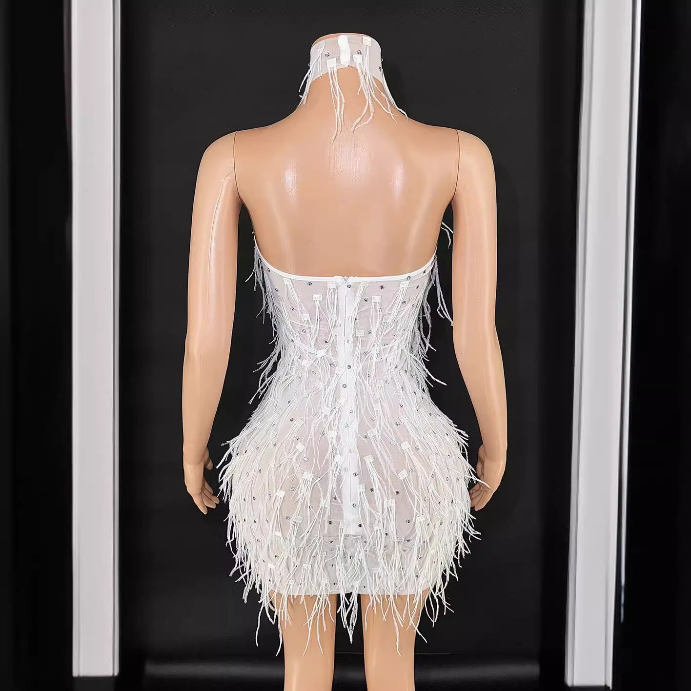 Fashion Fluffy Mesh Stitching Rhinestone Halter Fairy Dress Dresses