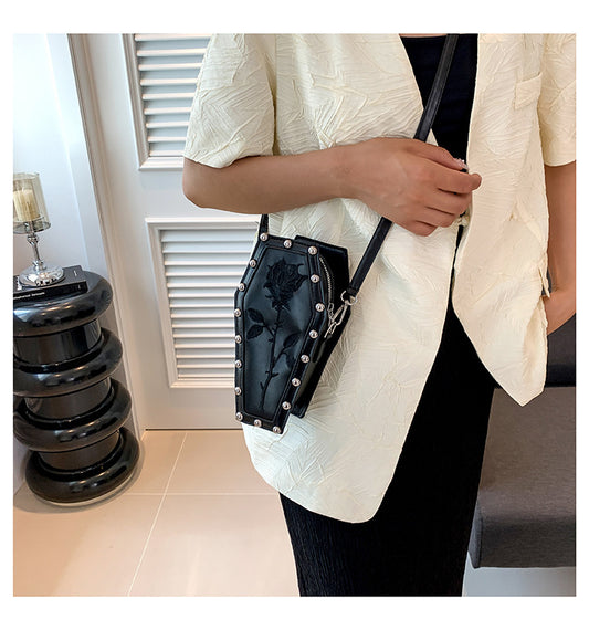 Retro Goth Personality Trend Coffin Female Crossbody Bags