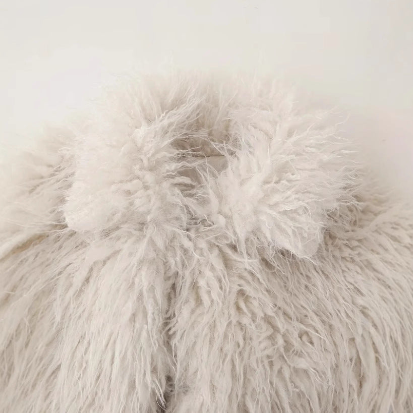 Women's Solid Color Imitation Fur Warm Long Jackets