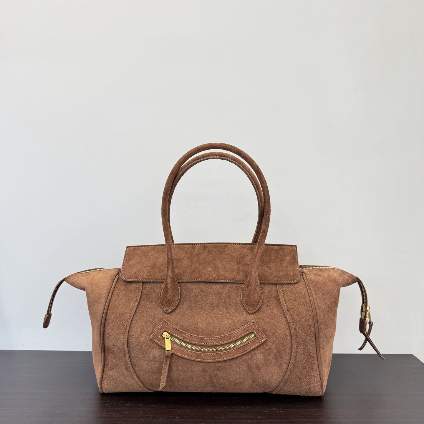 Women's Cowhide Smiling Face Large Capacity Commuter Portable Handbags