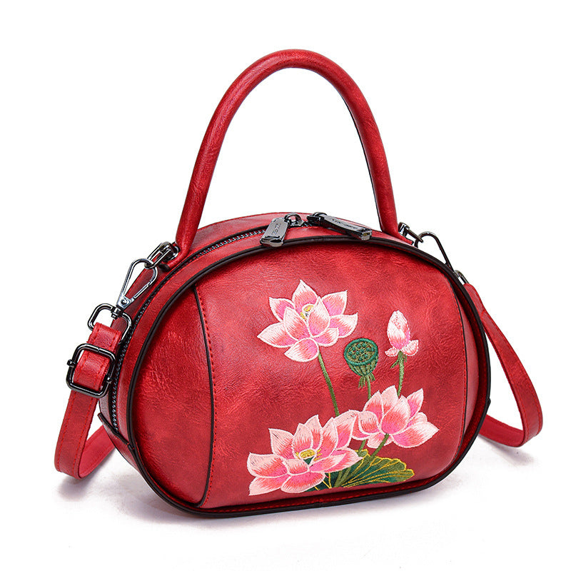 Women's Chinese Style Size Embroidered Lotus Ethnic Handbags