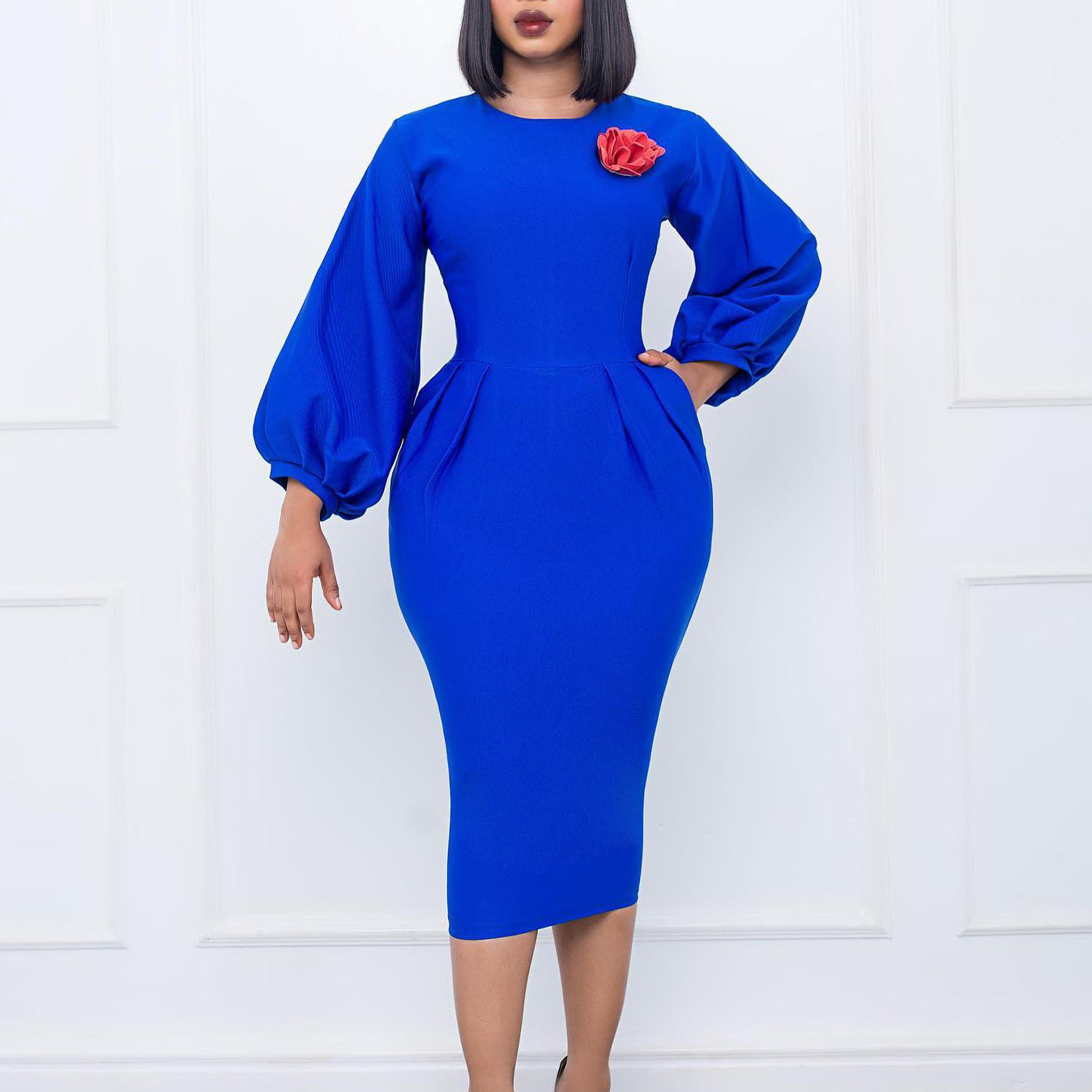 Women's Solid Color Sheath Business Temperament African Plus Size