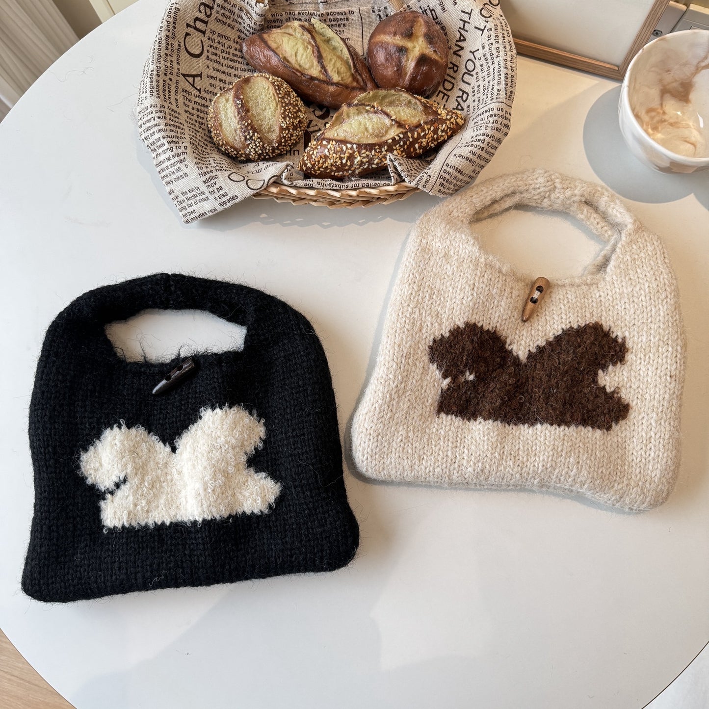 Matching Knitted Niche Design Mixing Woven Underarm Korean Style Handbags