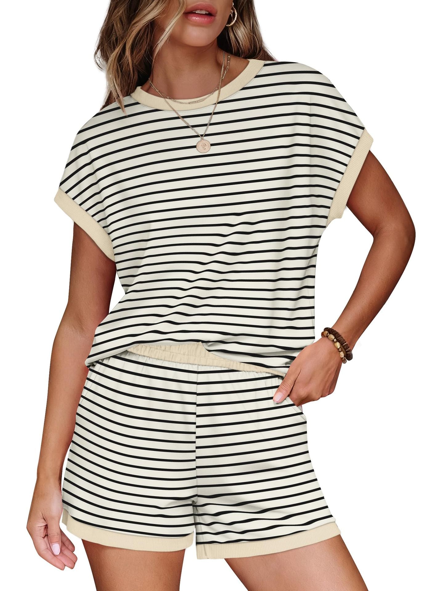Women's Summer Round Neck Loose Pajamas Fashion Casual Suit