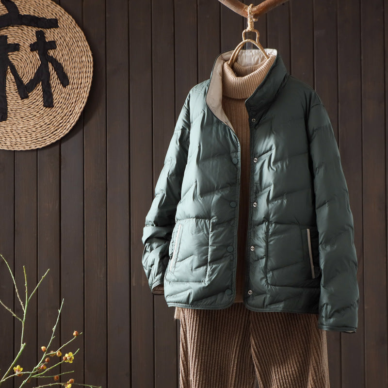 Women's Double-sided Wear Down Light Fashionable Solid Color Loose Jackets