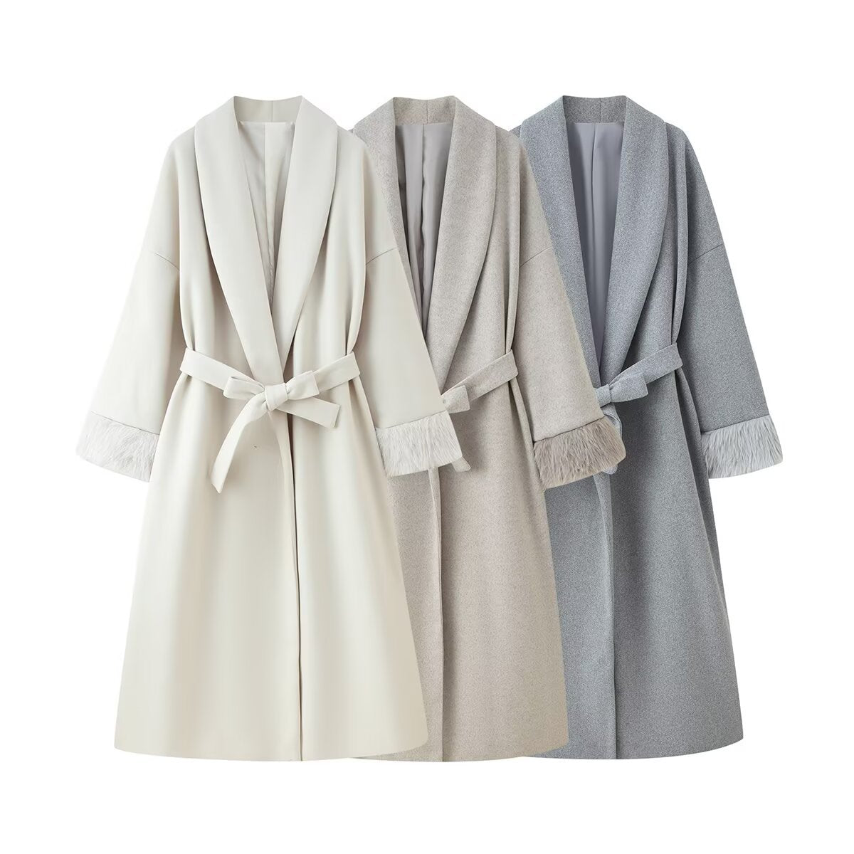 Women's Pretty Wool Cuff Long Woolen Coats