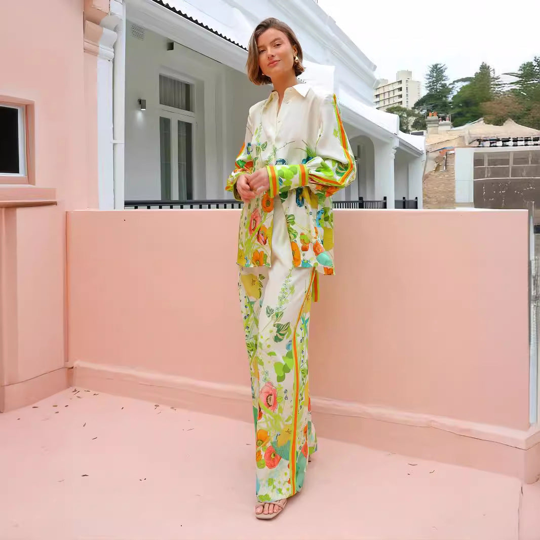 Printing Lace Color Block Holiday Leisure Fashion Casual Suit