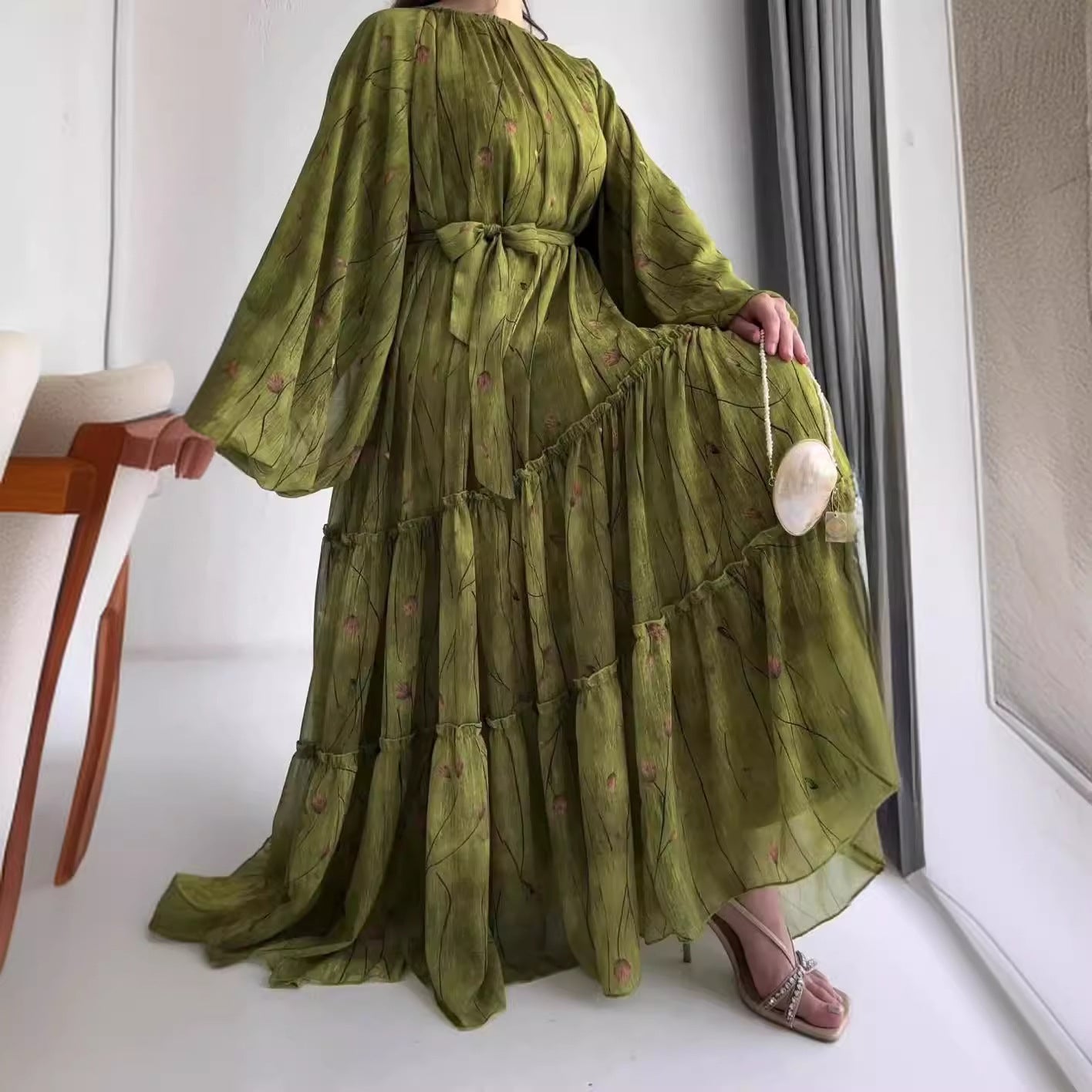 Autumn Fashion Printed Bohemian Style Large Swing Dresses