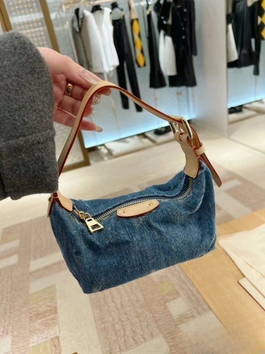 Women's Underarm Denim Ingot Dumpling Twist Shoulder Bags