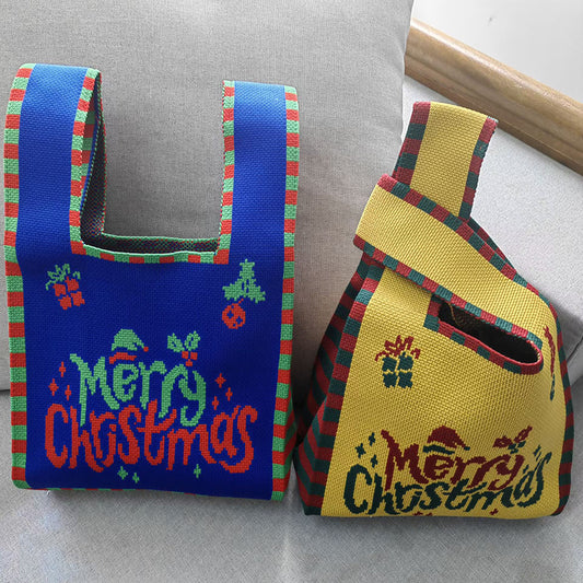 Korean Cartoon Christmas Fashion Knitted Vest Handbags