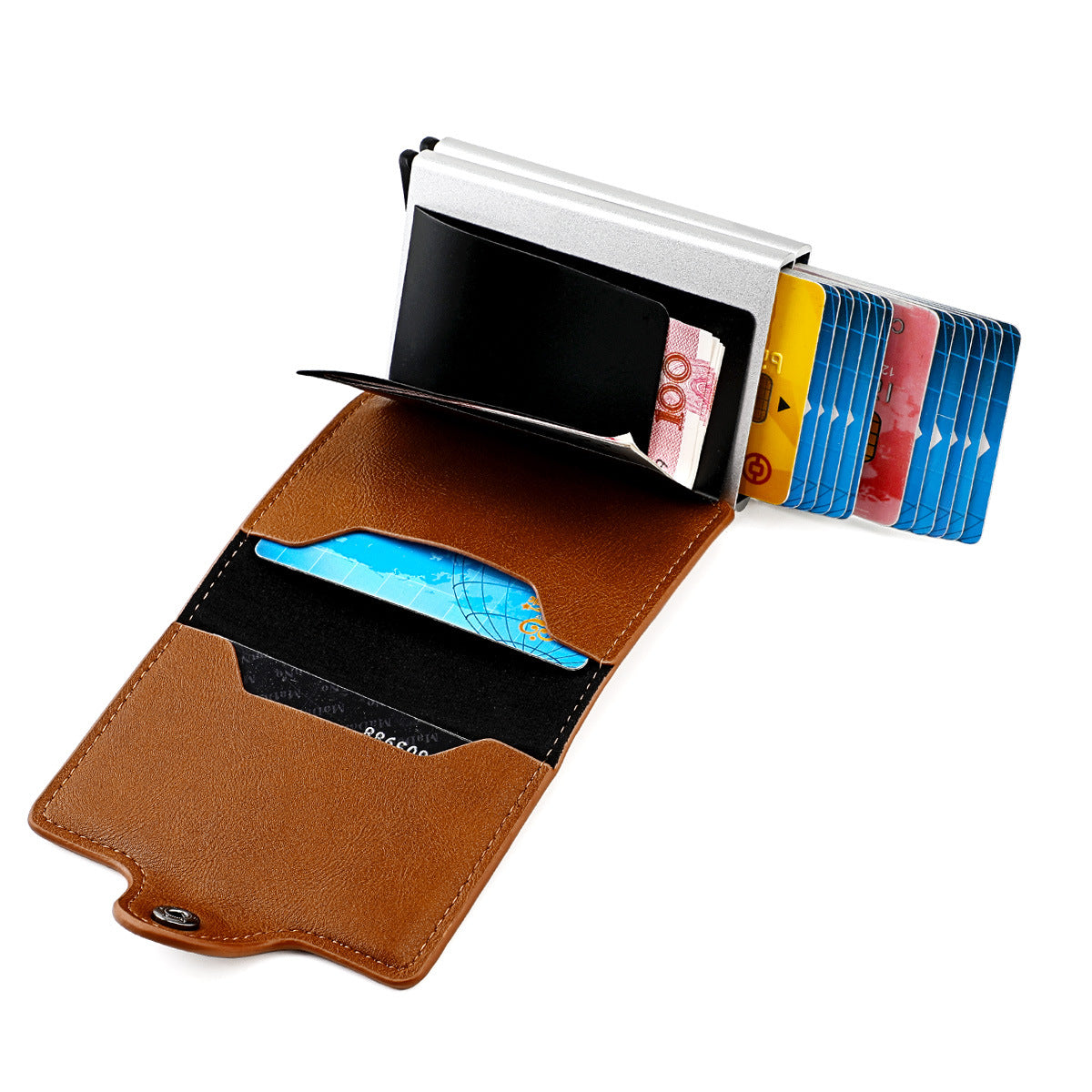 Multiple Slots Large Capacity Portable Aluminum Card Holder