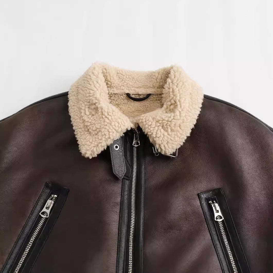 Autumn Fur Integrated Lamb Wool Elegant Coats
