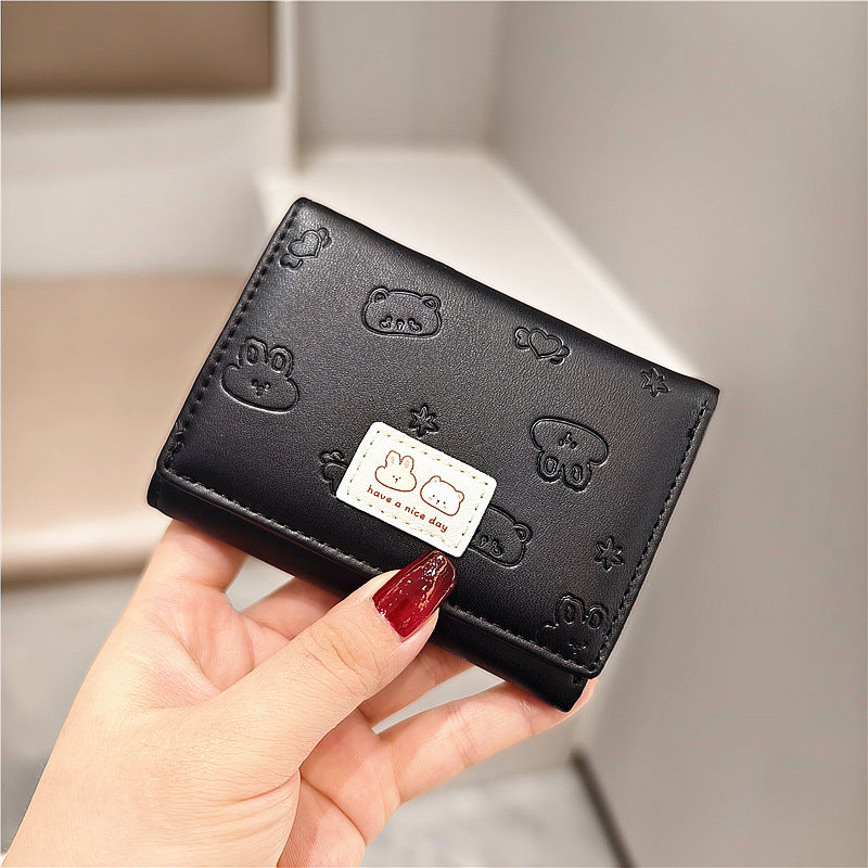Korean Cartoon Cute Embossed Rabbit Bear Ladies Wallets