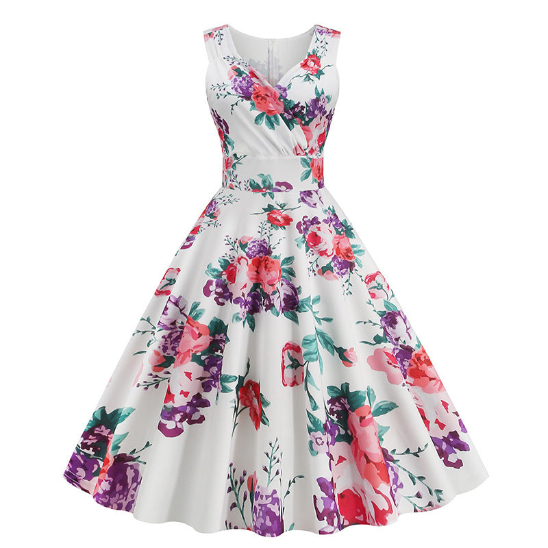 Party Style Vintage Printed Dress Cocktail Dresses