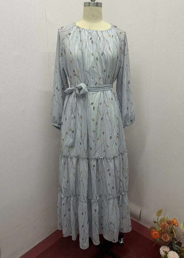 Autumn Fashion Printed Bohemian Style Large Swing Dresses
