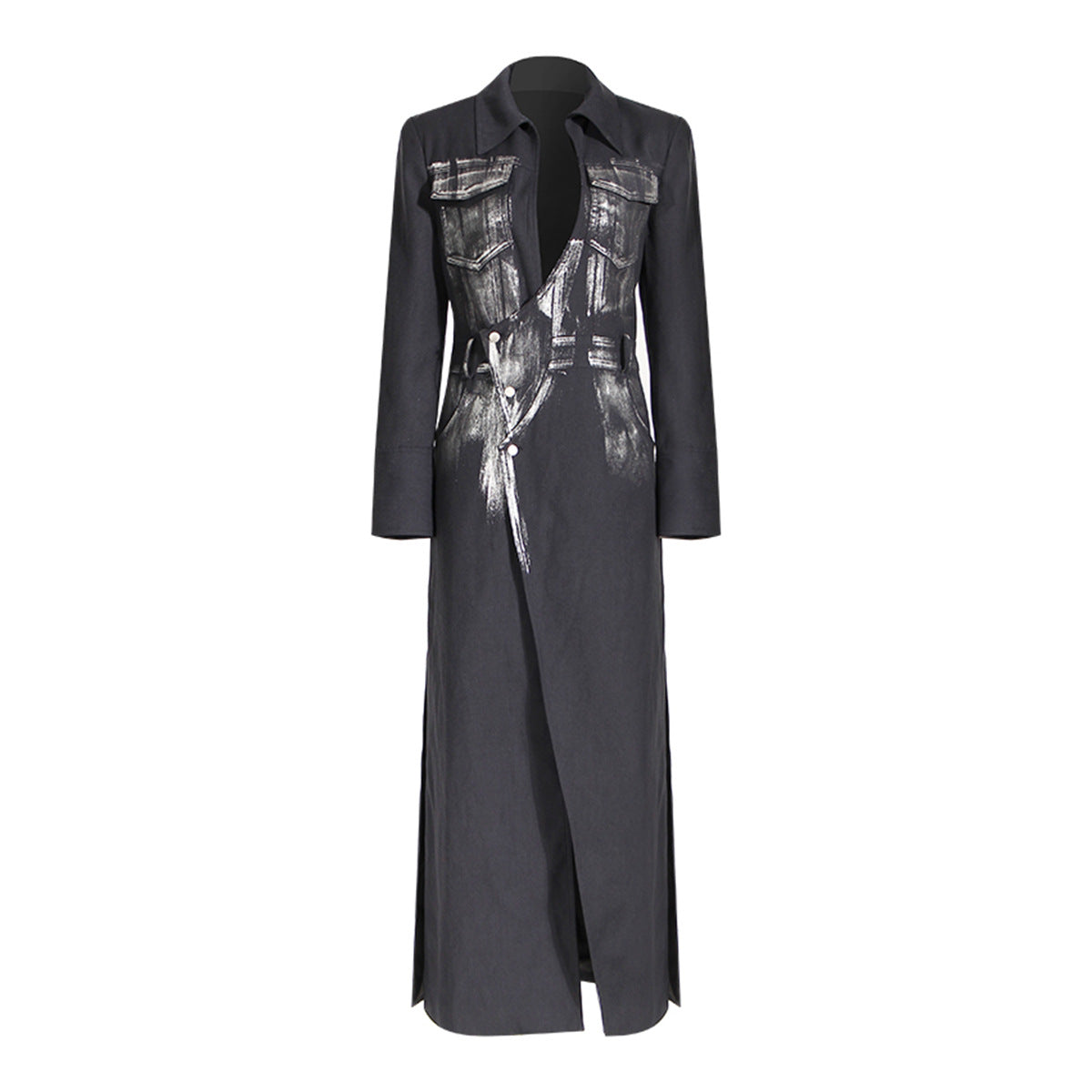 Women's Design Trench Handmade Metal Sier Brush Coats