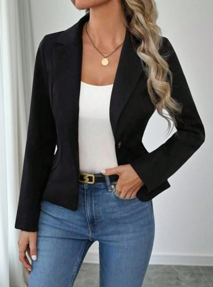 Women's Solid Color Slim Fit Business Advanced Long Small Suit