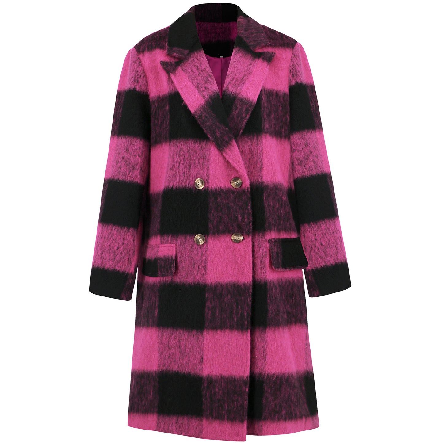 Winter Long Plaid Double-sided Wool Overcoat High-grade Coats