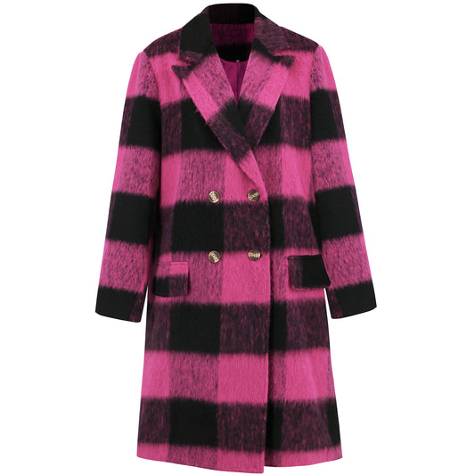 Winter Long Plaid Double-sided Wool Overcoat High-grade Coats