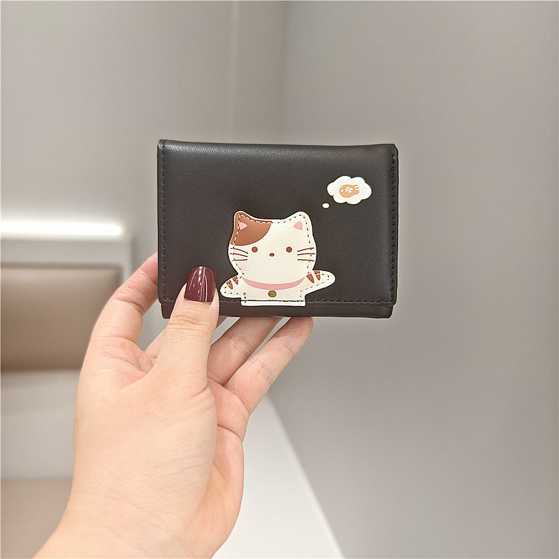 Women's Korean Style Patchwork Cute Cat Mini Ladies Wallets