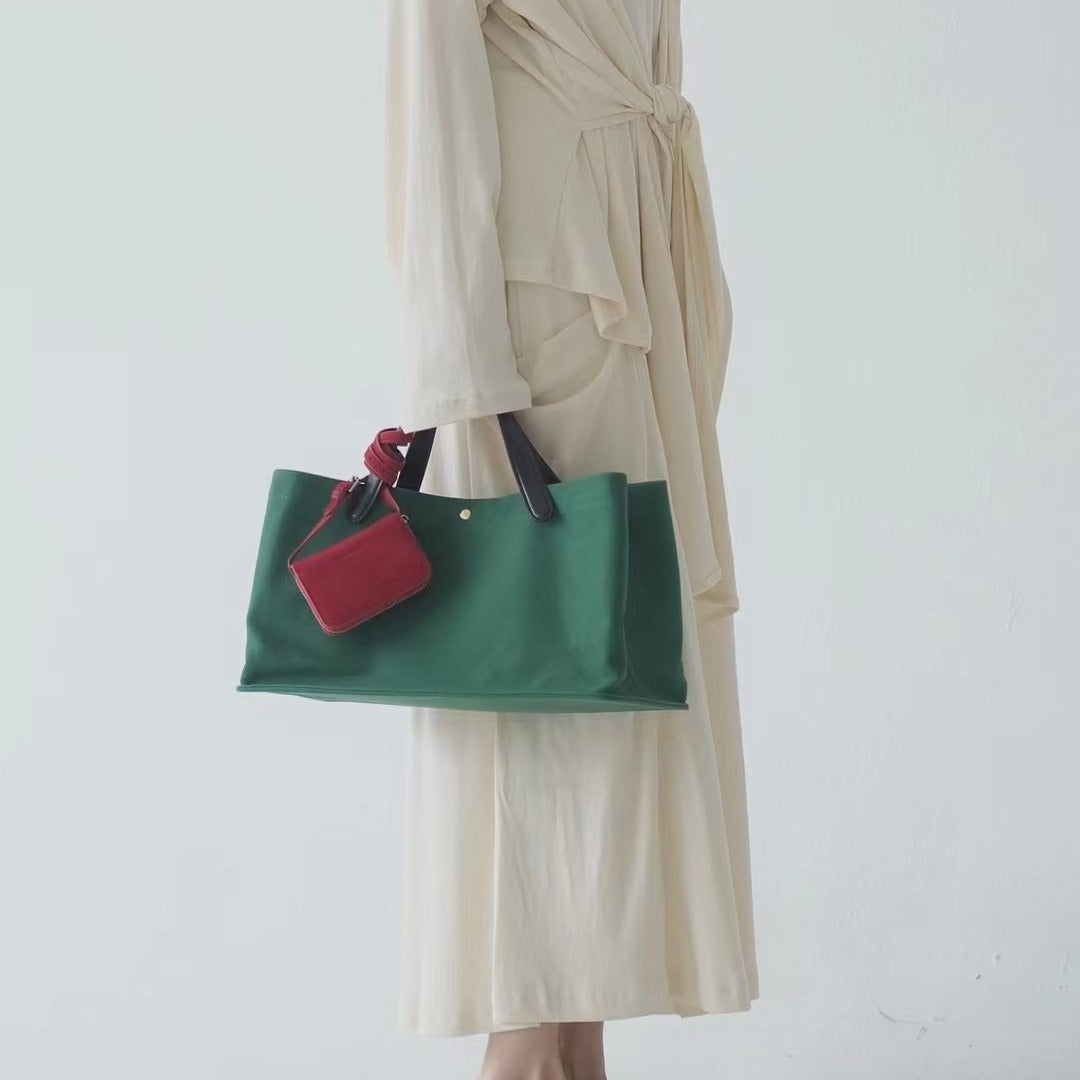 Fashion Luxury Leather Stitching Canvas Large Capacity Handbags