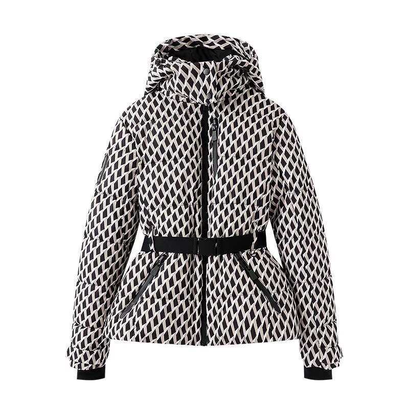 Women's New Hooded Waist Ski Series Coats