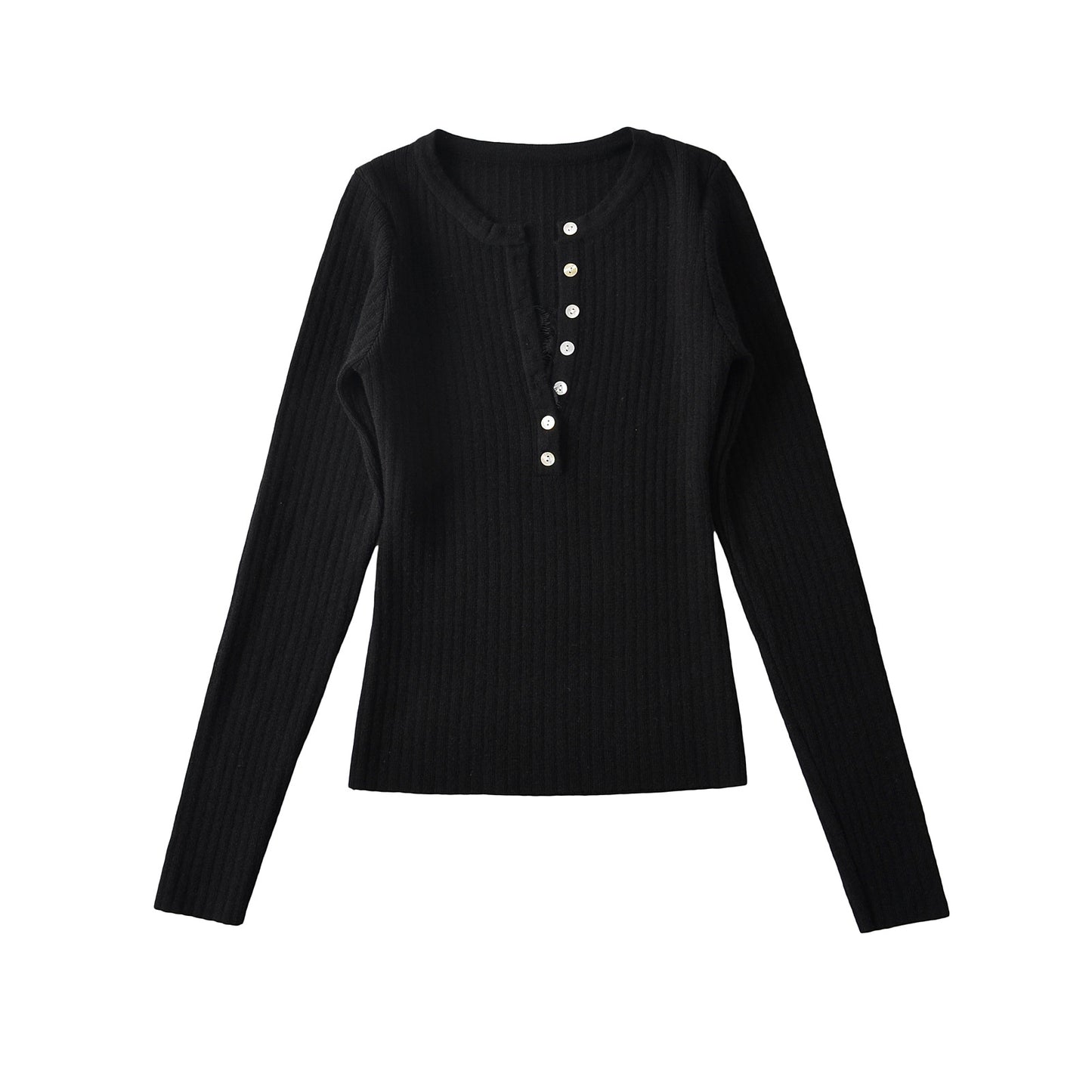 Women's Breasted Lace Long-sleeved T-shirt Elastic Bottoming Tops