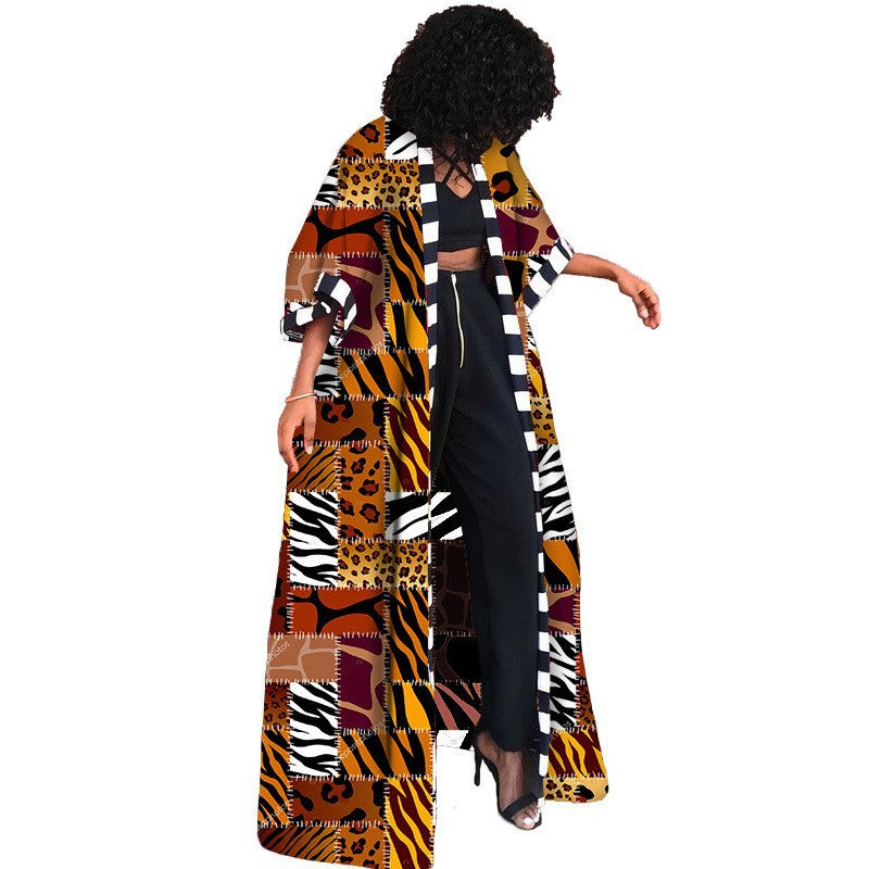 Women's African Ethnic Style Long Printed Kimono Coats