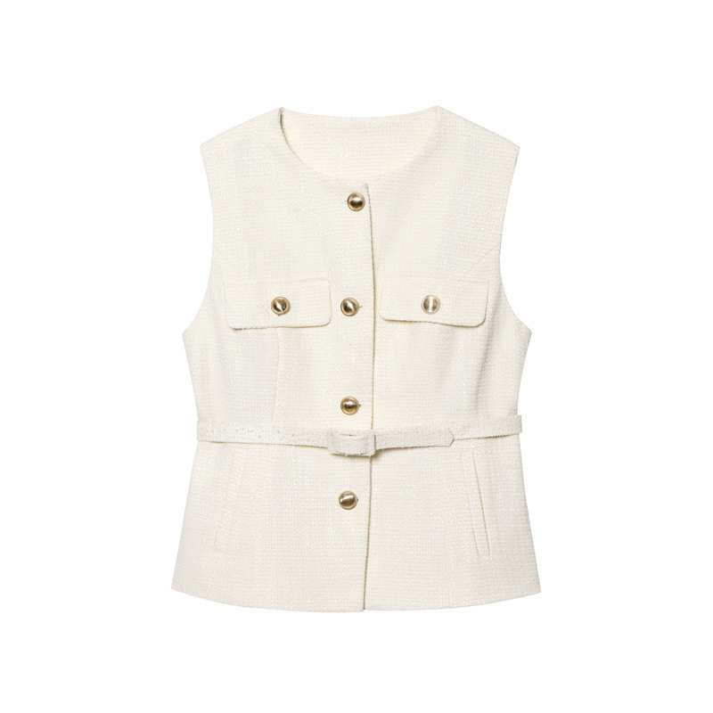 Metal Buckle With Round Neck Punk Vests