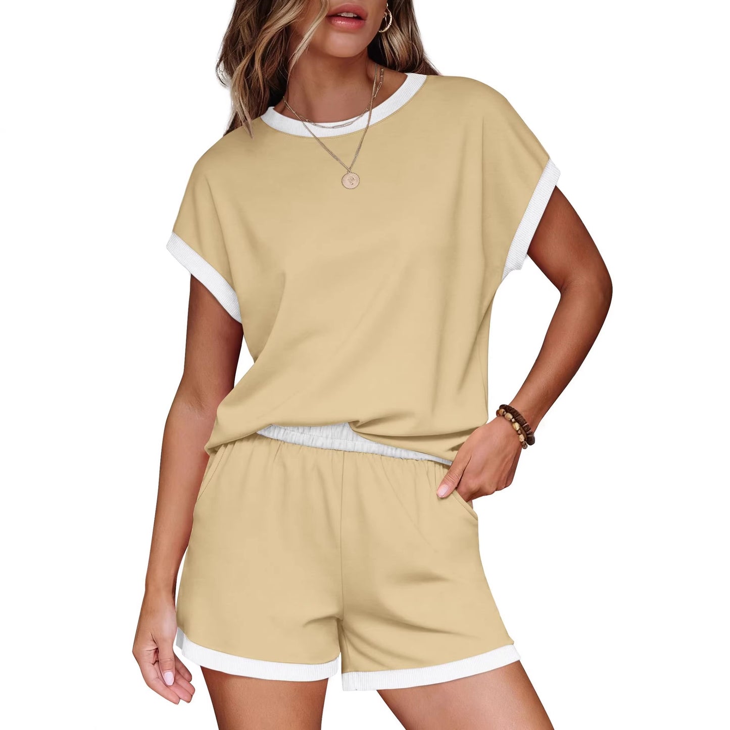 Women's Summer Round Neck Loose Pajamas Fashion Casual Suit