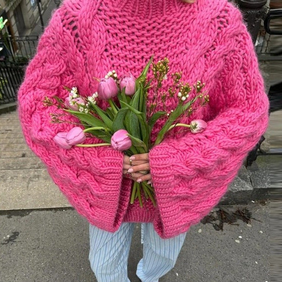 Women's Pretty Flared Sleeves Knitted Loose Sweaters