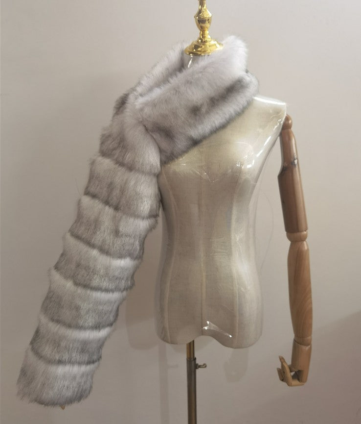 Women's Fur Fox Shawl Imitation Long Sleeve Coats