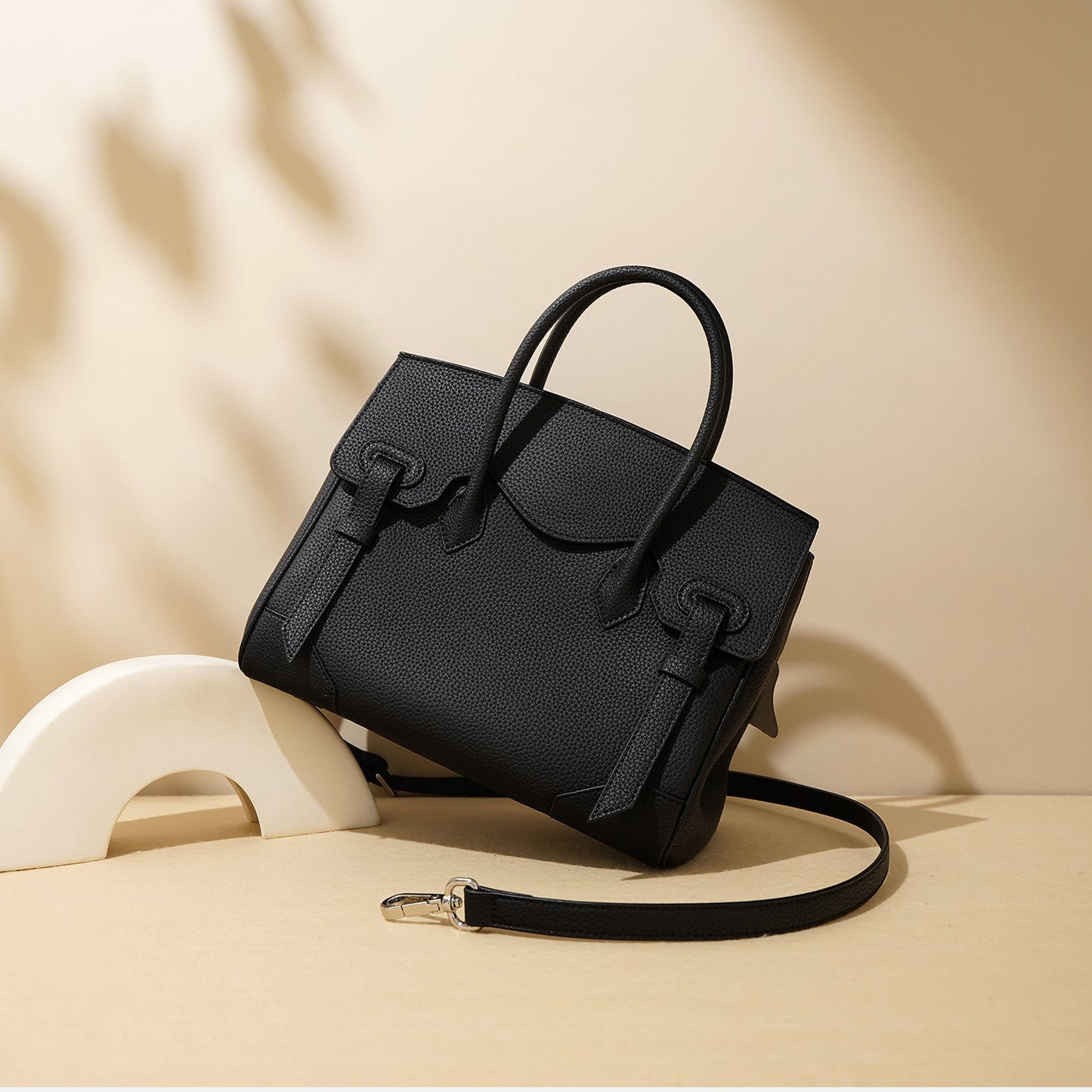 Women's Large Lychee Pattern Genuine Cattlehide Leather Handbags