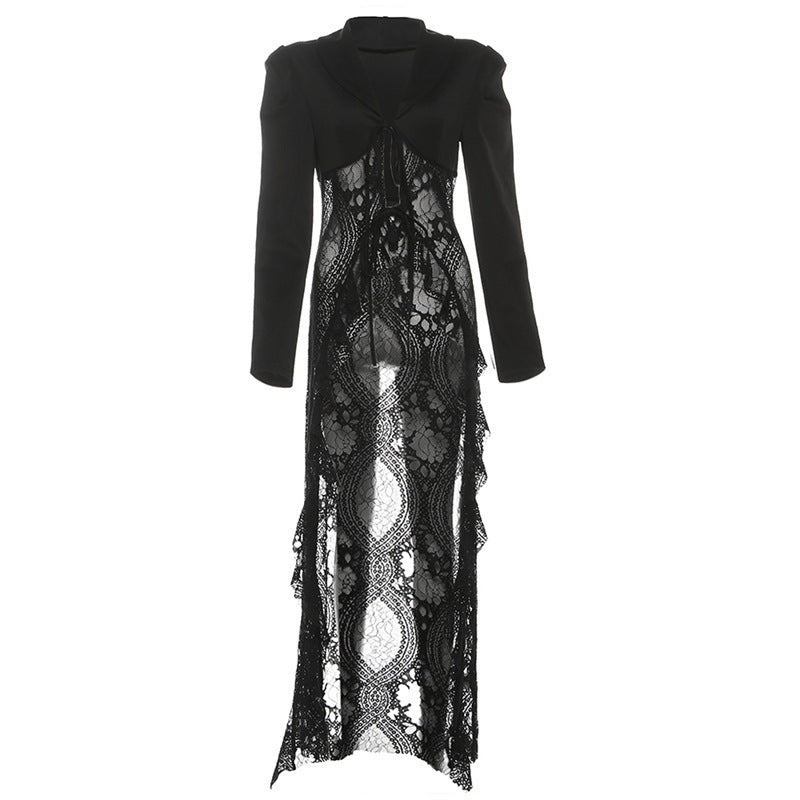 Women's Fashion Fashionmonger Street Tie Lace Stitching Blazers