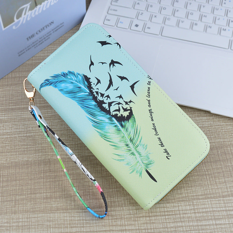 Women's Zipper Soft Leather Fashion Cross Print Ladies Wallets