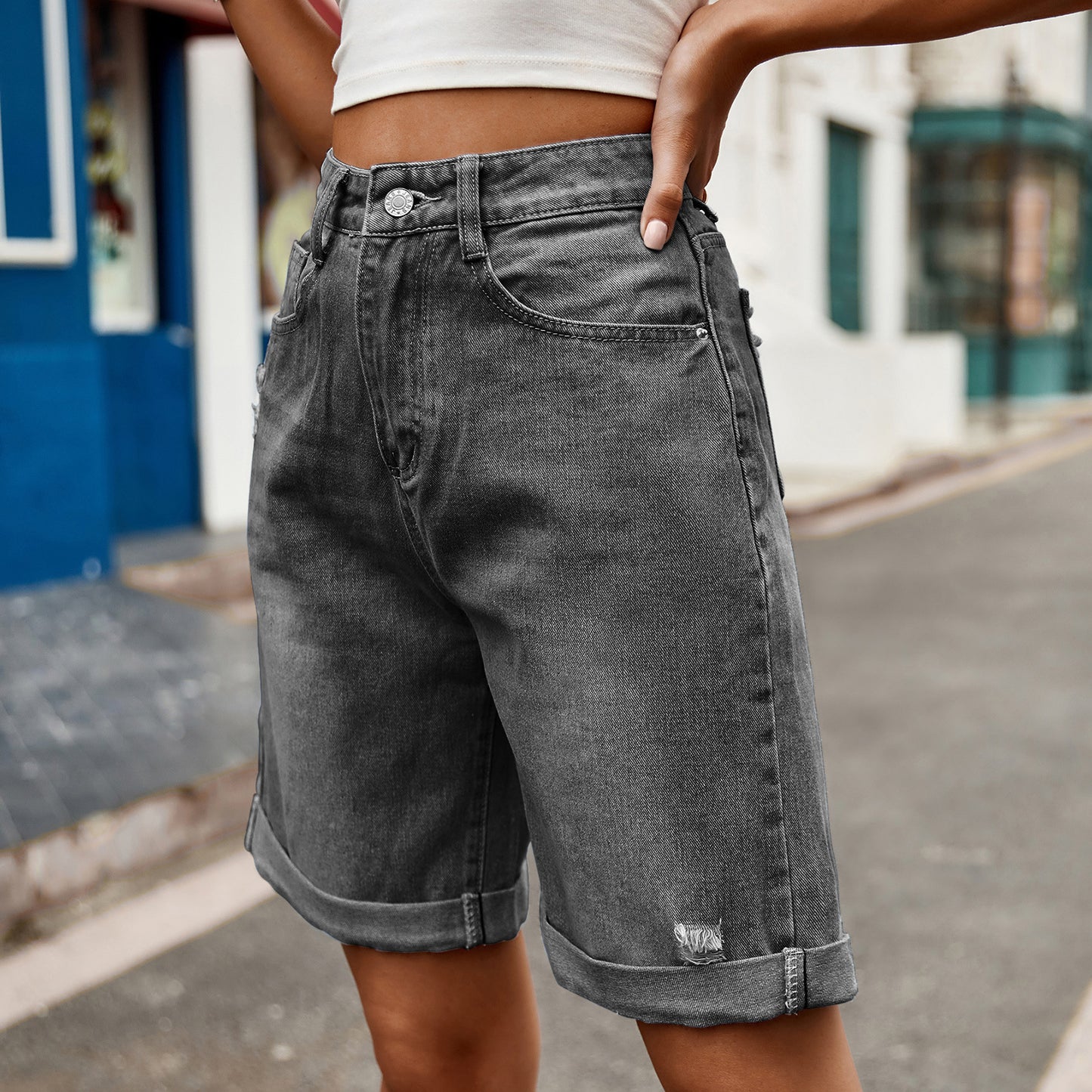 Women's Trade Ripped Curling Denim Casual Fashion Women's Jeans
