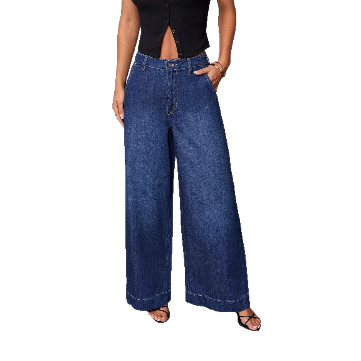 Women's Washed Temperament High Waist Long Trousers Women's Jeans