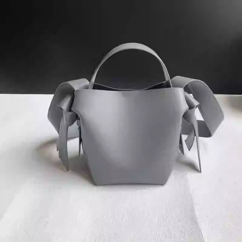 Fashion Women's Niche Cowhide Minimalist Bowknot Small Square Bags
