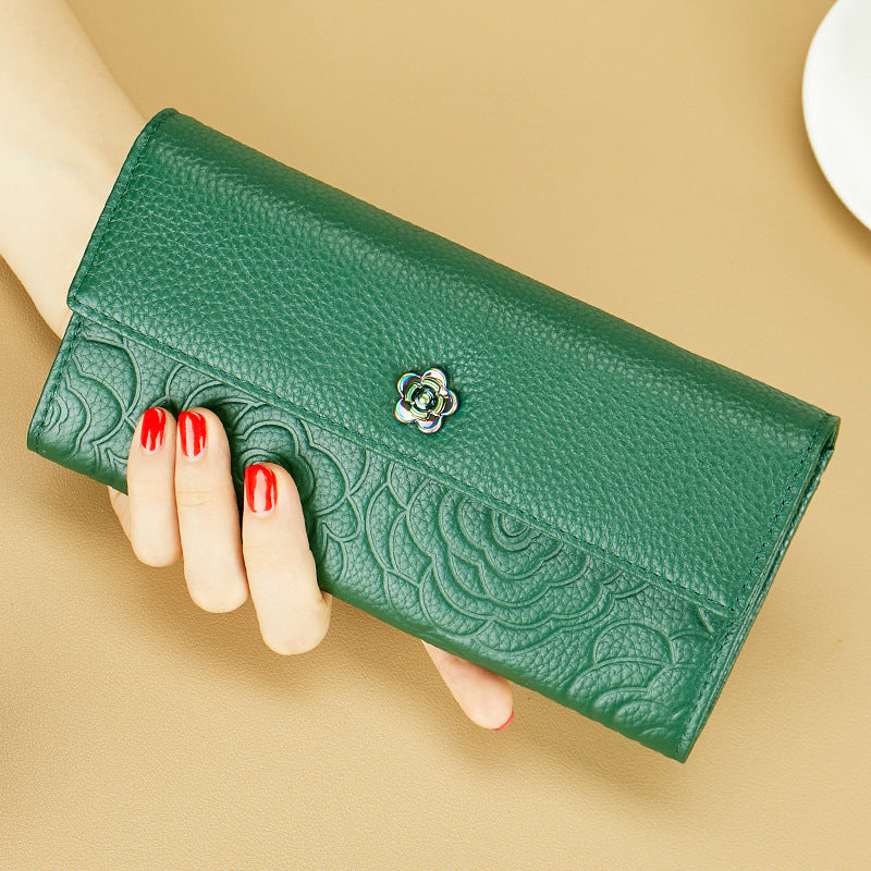 Long Genuine Leather Pure First Layer Ladies Wallets