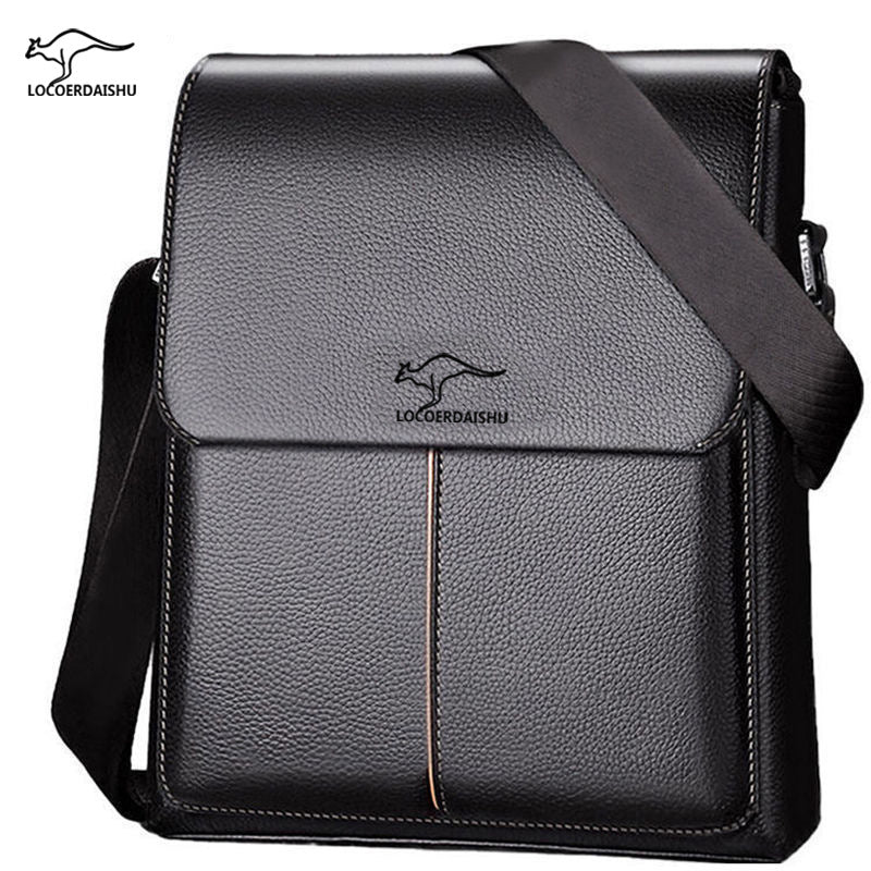 Men's Authentic Leather Tactile Feel Flap Document Men's Messenger Bags