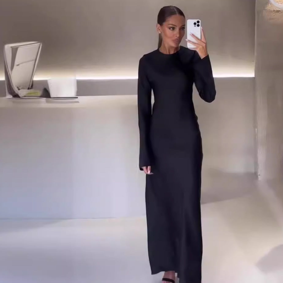 Women's Autumn Solid Color Casual Home Slim Dresses