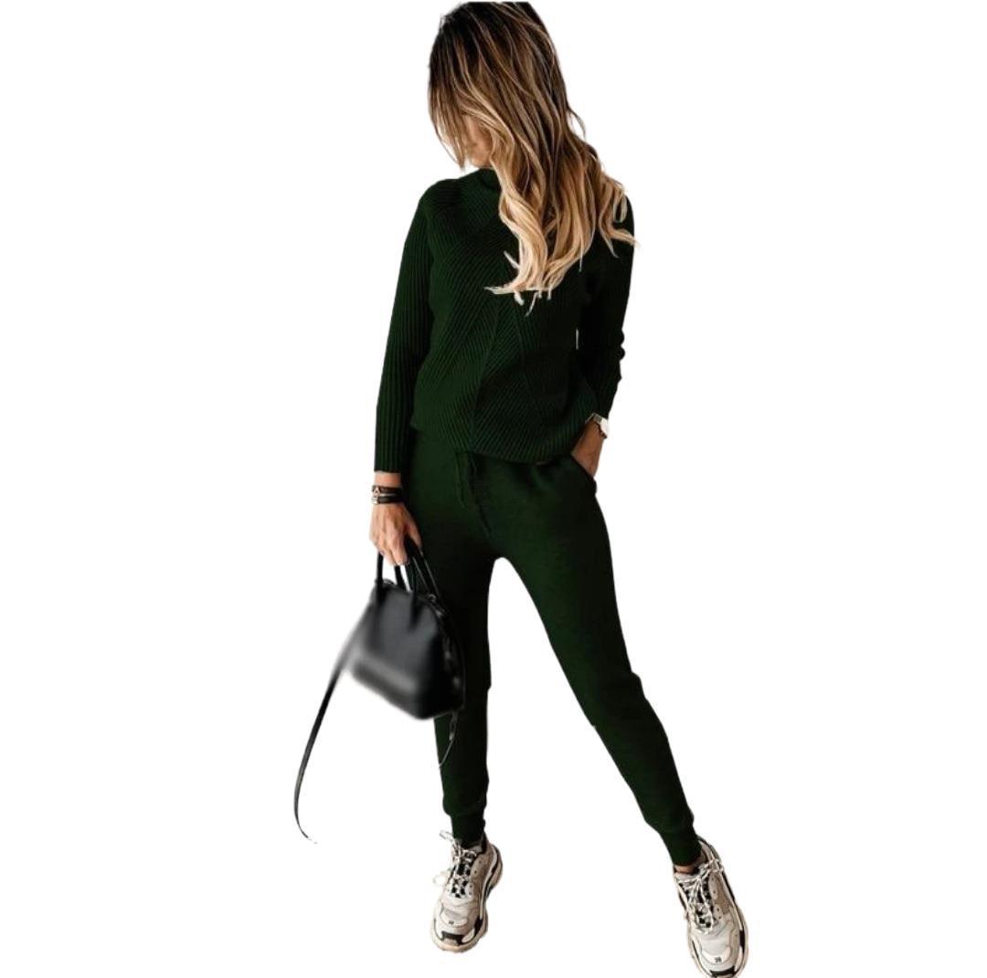 Women's Turtleneck Solid Color Fashion Casual Trousers Sweaters