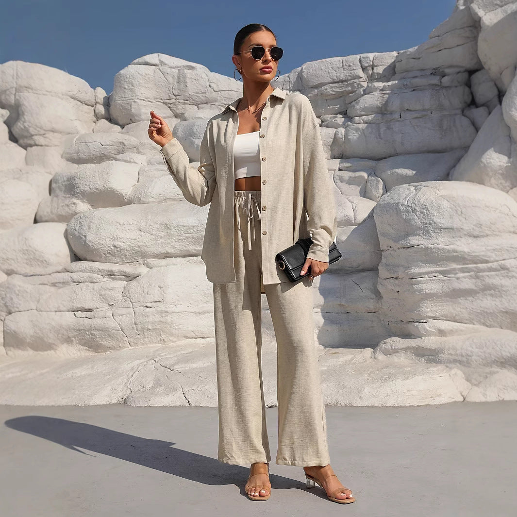 Women's Autumn Graceful Long Sleeve Two-piece Set Solid Fashion Casual Suit