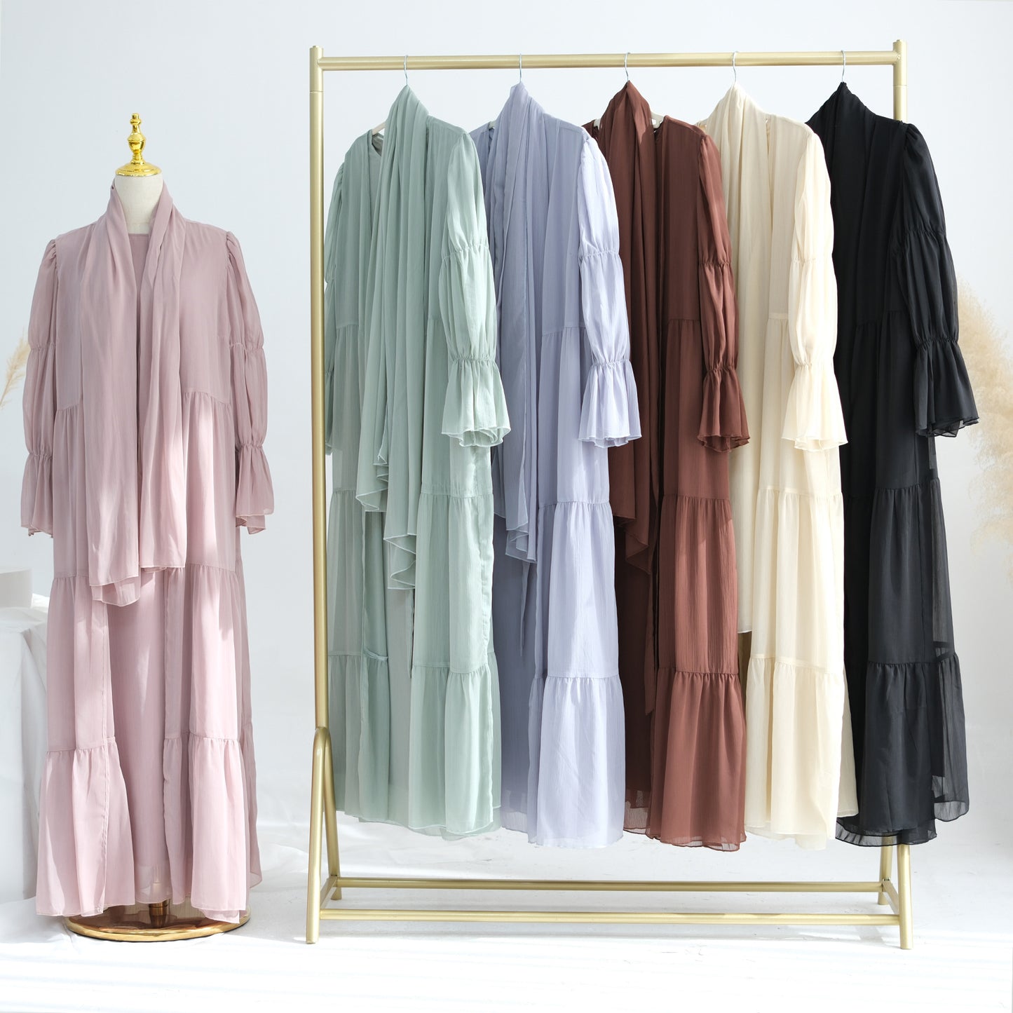 Turkey Encounter Elegant Chiffon Wrinkle Two-piece Dresses