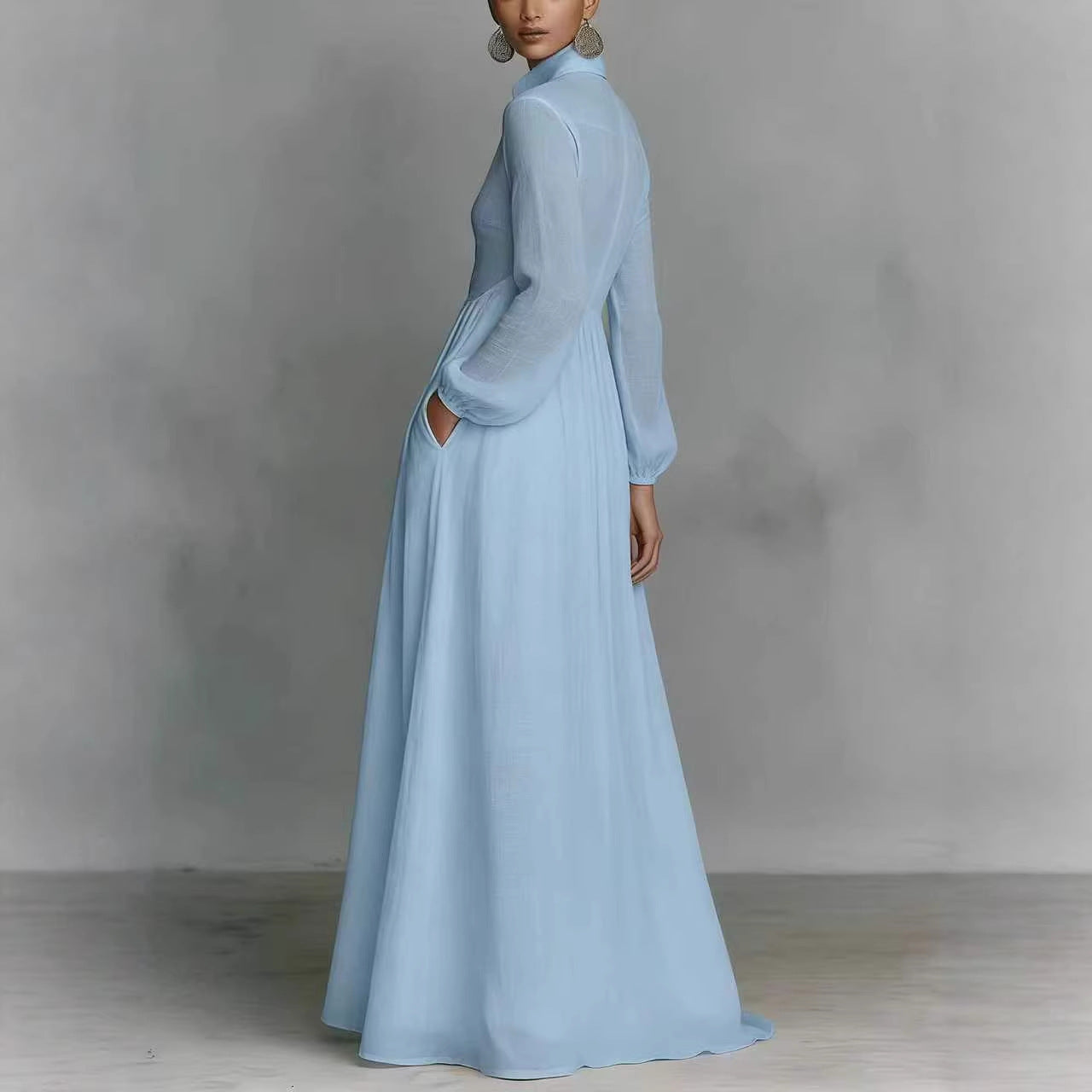 French Style Slimming Long Sleeve Pleated Small Dress
