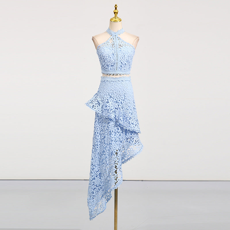 Casual Seaside Vacation Style Two-piece Lace Suits