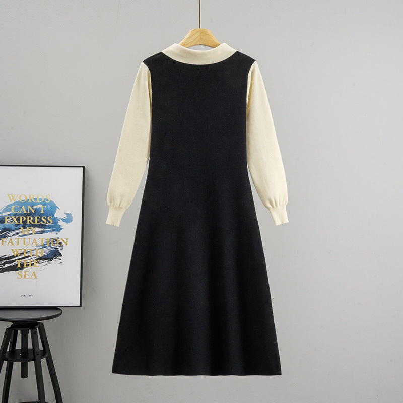 Style Gentle Lapel Design Woolen Inner Match Dress