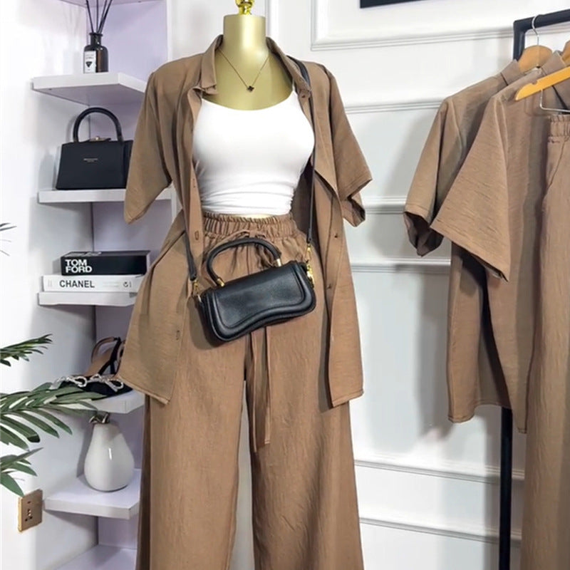 Women's Polo Collar Loose Sleeve Shirt Wide Suits