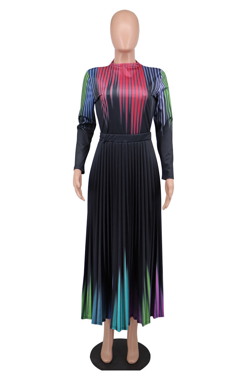 Women's Dress Autumn Chubby Printed Long Sleeve Dresses