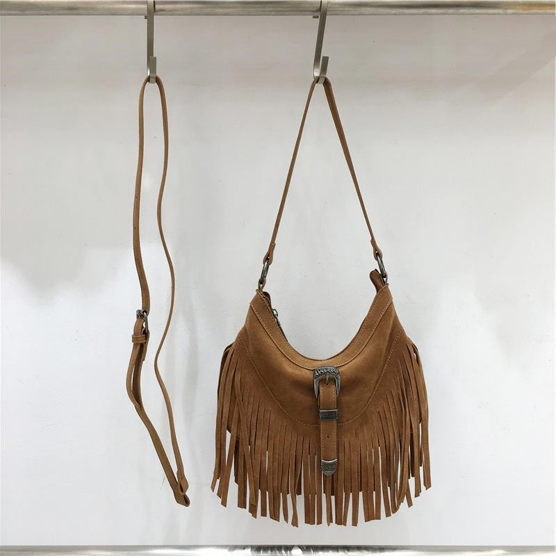 Retro Suede Fashion Tassel Portable Underarm Bags